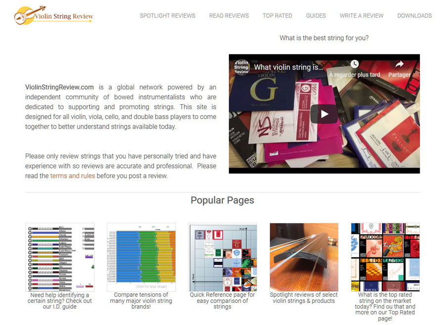 Un site pour comparer et choisir ses cordes de violon.
